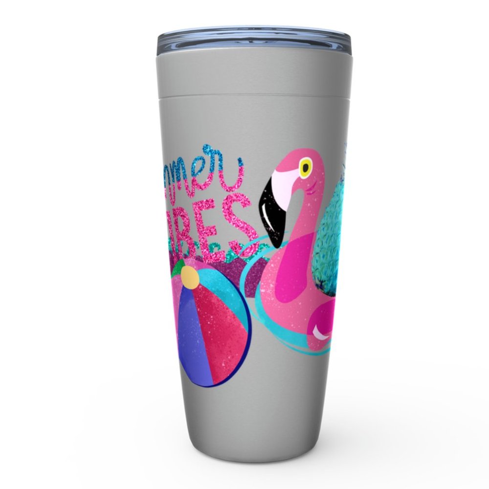 20oz "PINEY & MR. PINKS SUMMER VIBES" HOT OR COLD STAINLESS STEEL TRAVEL TUMBLER